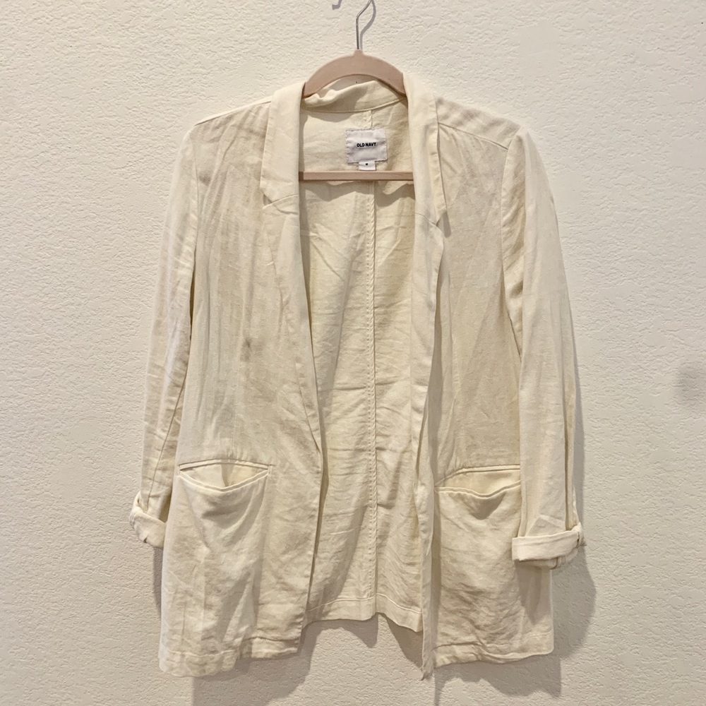 Old Navy Linen White Blazer
